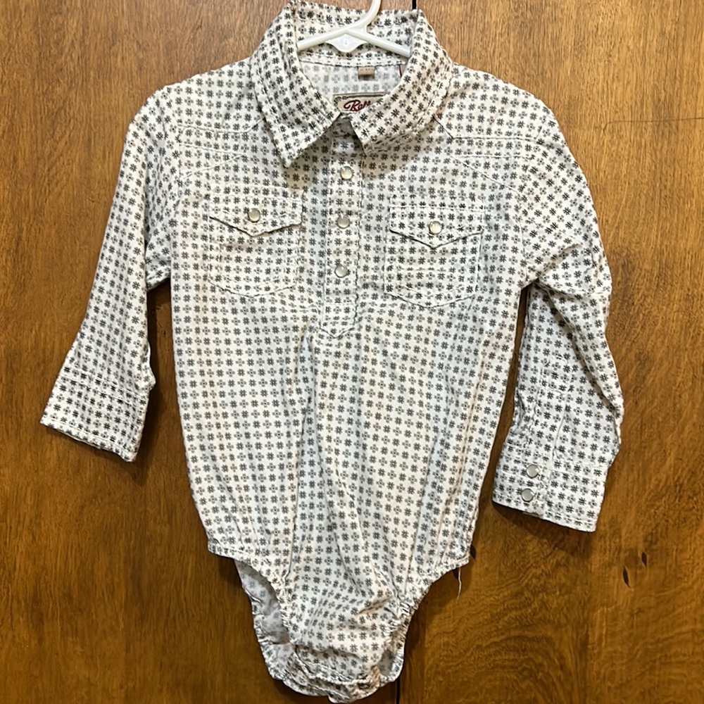 24m Boys Western Shirt Onsie